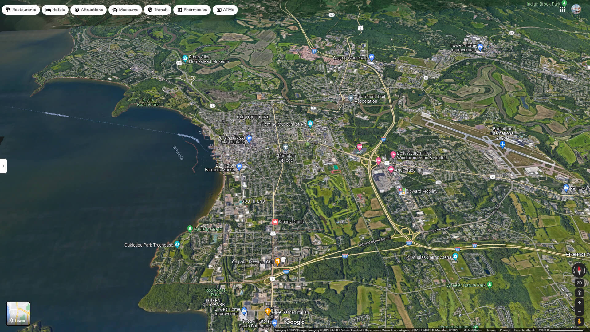 Burlington Aerial Map Vermont